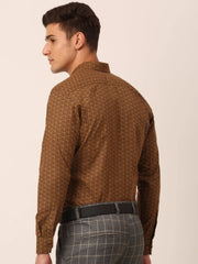 Indian Needle Men's Cotton Printed Formal Shirts-SF-821Beige