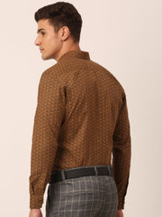Indian Needle Men's Cotton Printed Formal Shirts-SF-821Beige