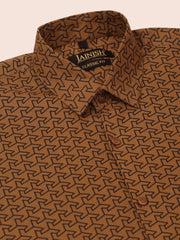 Indian Needle Men's Cotton Printed Formal Shirts-SF-821Beige