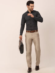 Indian Needle Men's Cotton Printed Formal Shirts-SF-821Black
