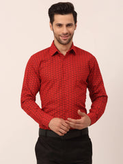 Indian Needle Men's Cotton Printed Formal Shirts-SF-821Red