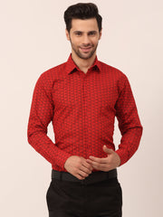 Indian Needle Men's Cotton Printed Formal Shirts-SF-821Red