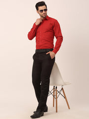 Indian Needle Men's Cotton Printed Formal Shirts-SF-821Red