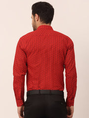 Indian Needle Men's Cotton Printed Formal Shirts-SF-821Red