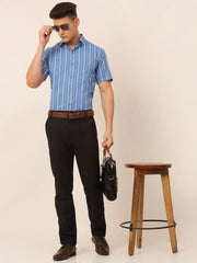 Men Blue & White Classic Striped Formal Shirt-SF-822