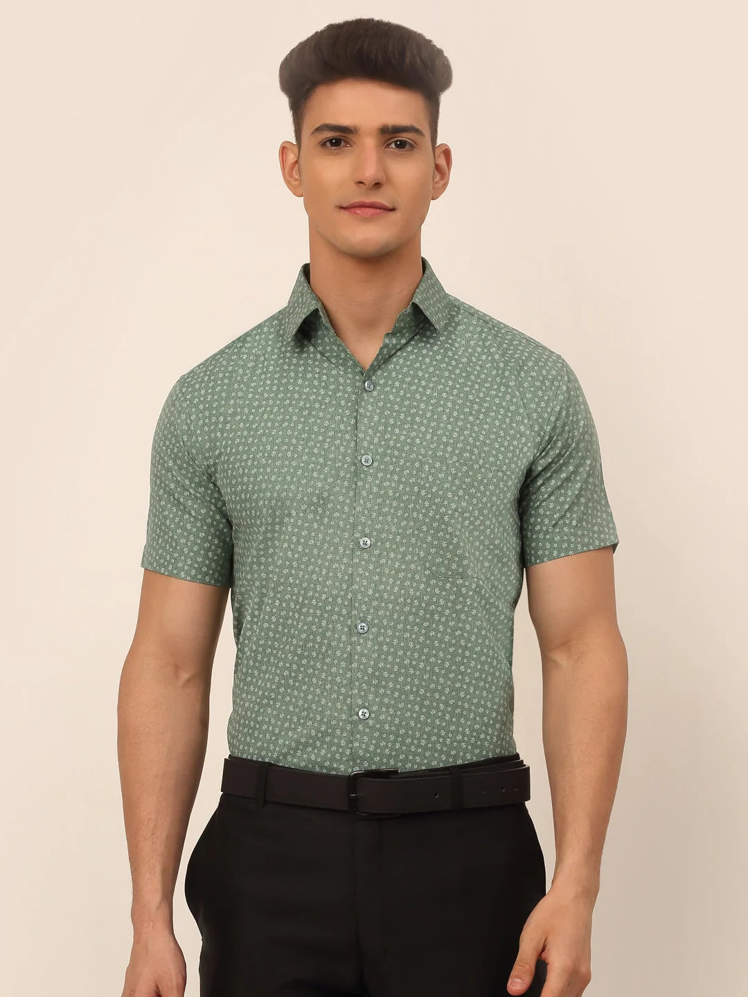 Indian Style Needle Men's Cotton Printed Formal Shirts-SF-823