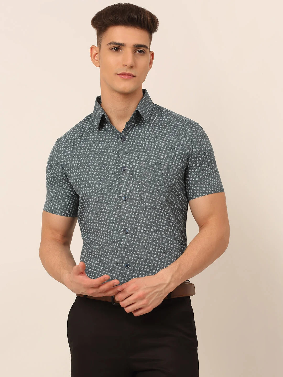 Indian Needle Men's Cotton Printed Best Shirt - Formal Style