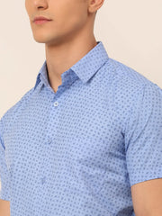 Indian Needle Cotton Printed Formal Shirts-SF-823