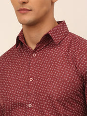 Indian Needle Men's Cotton Printed Style Formal Shirts-SF-823