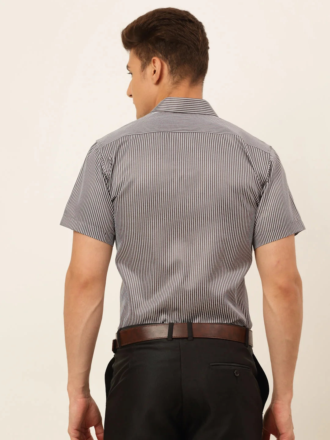 Men's White Striped Formal Shirt - Classic Cotton Shirt