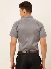 Men White Classic Striped Formal Shirt-SF-824