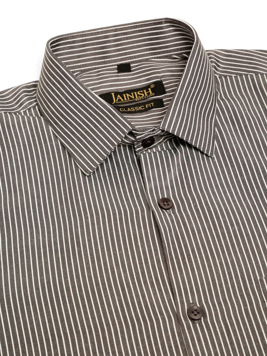 Men's White Striped Formal Shirt - Classic Cotton Shirt
