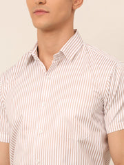 Men White Classic Striped Styled Formal Shirt-SF-824