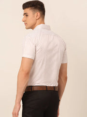 Men White Classic Striped Styled Formal Shirt-SF-824