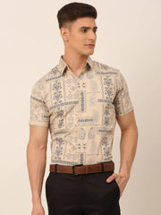 Indian Needle Men's Cotton Printed Formal Shirts-SF-826
