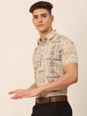 Indian Needle Men's Cotton Printed Formal Shirts-SF-826