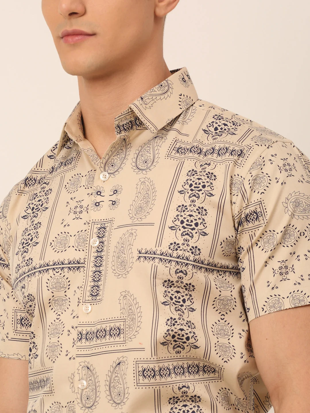 Indian Needle Men's Cotton Printed Formal Shirts - SF-826