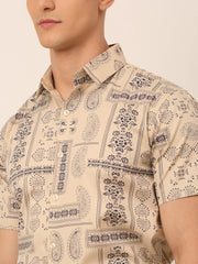 Indian Needle Men's Cotton Printed Formal Shirts-SF-826