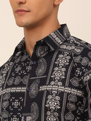 Indian Needle Styled Cotton Printed Formal Shirts-SF-826