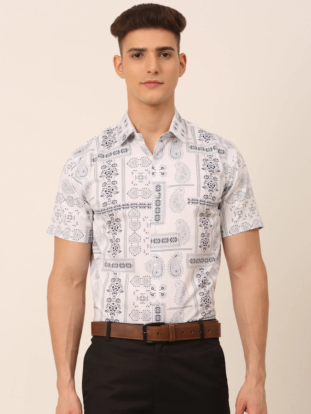 Indian Needle Men Cotton Printed Formal Shirts-SF-826