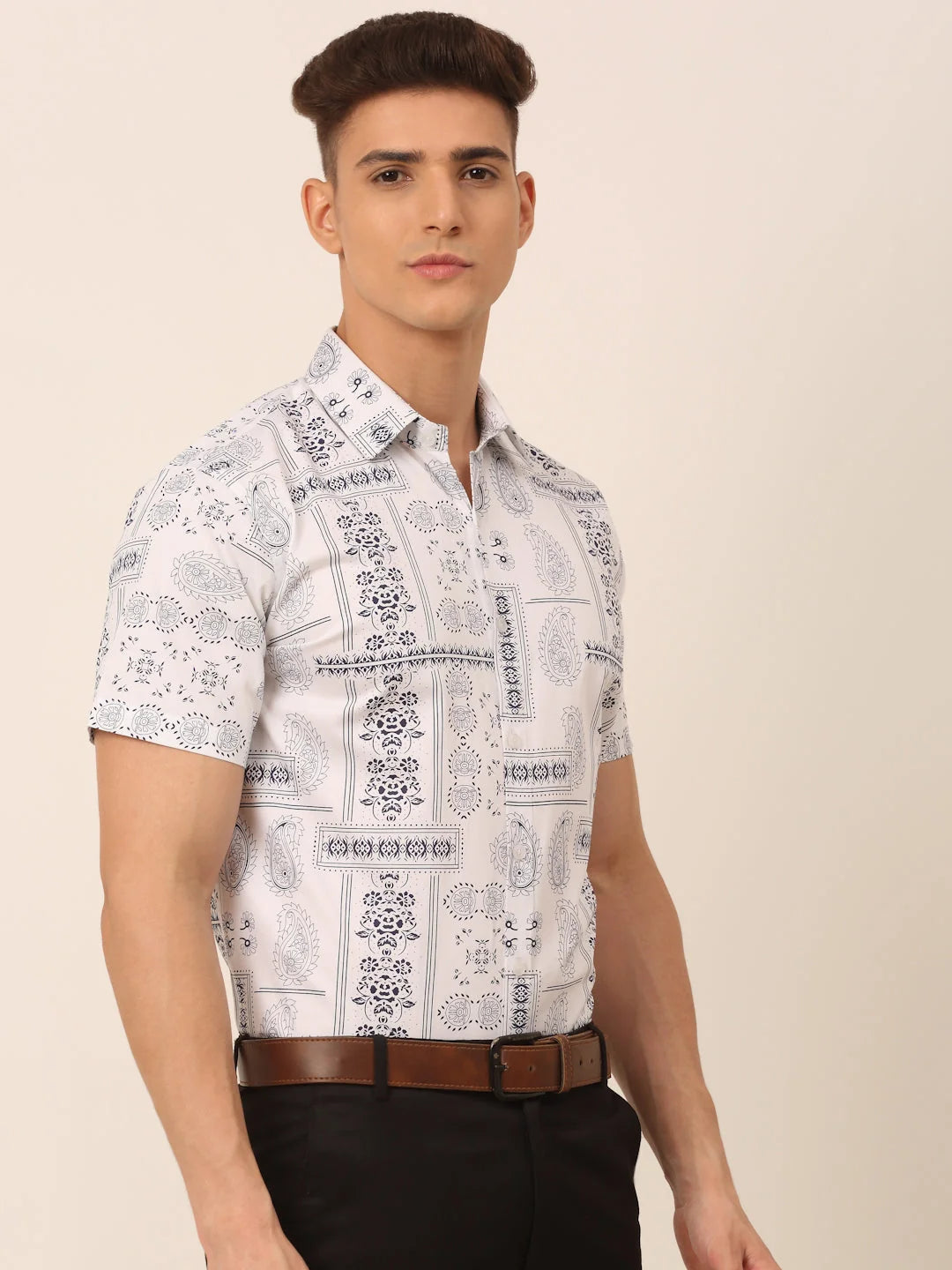Indian Needle Men Cotton Printed Formal Shirts SF-826