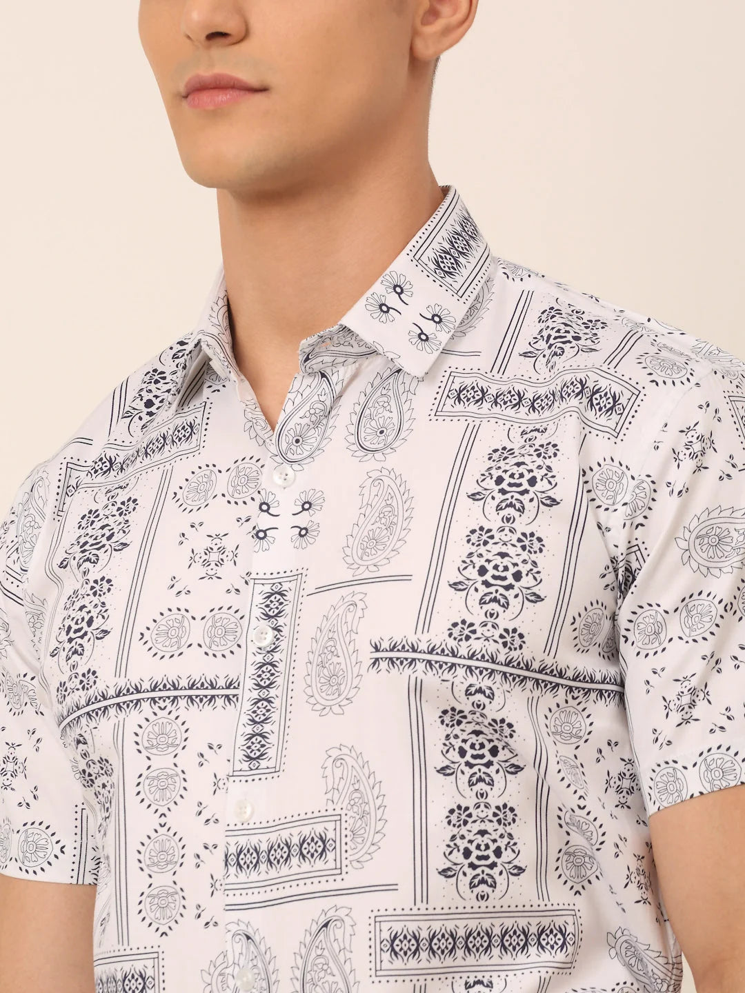 Indian Needle Men Cotton Printed Formal Shirts SF-826