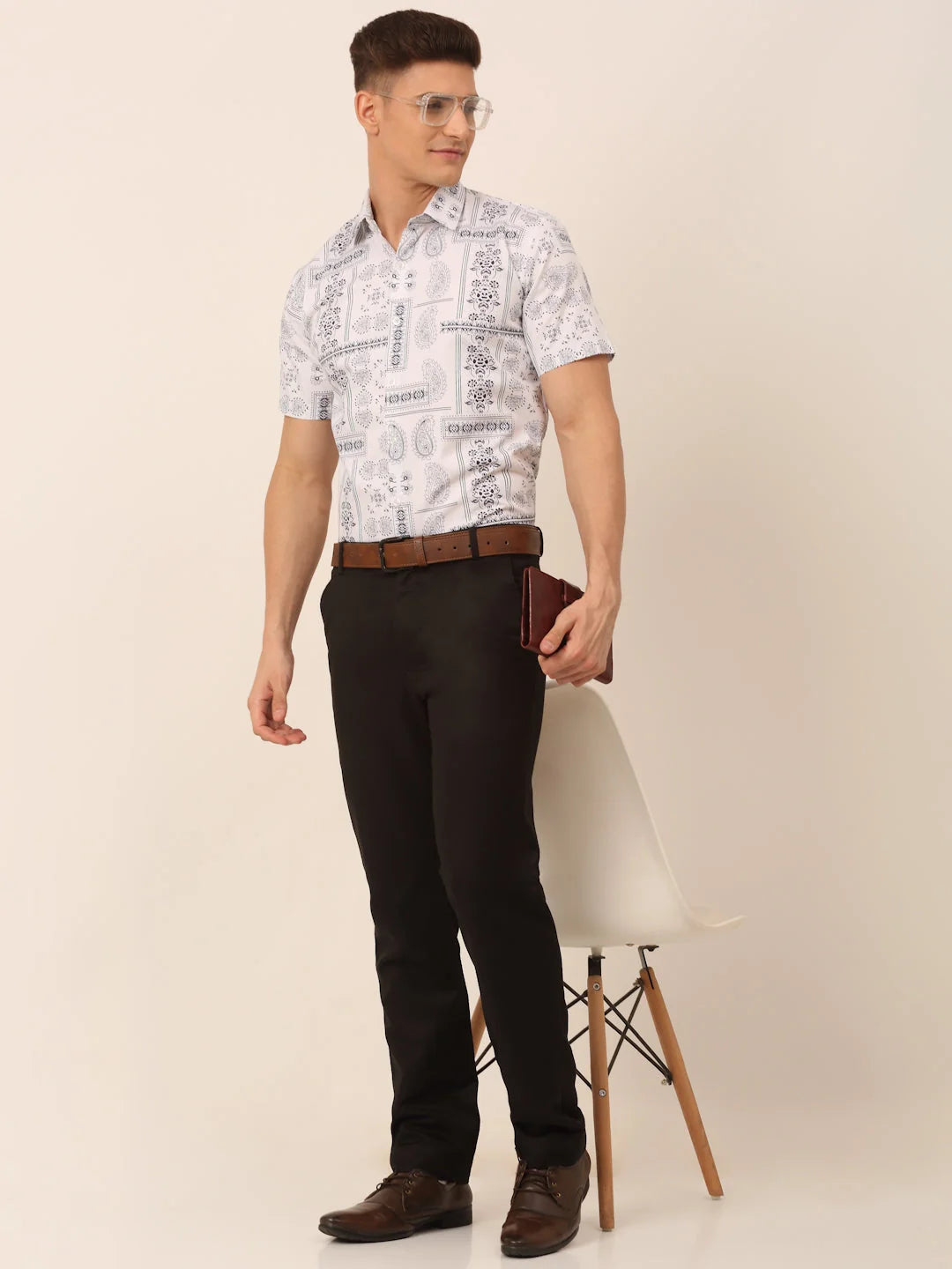 Indian Needle Men Cotton Printed Formal Shirts SF-826
