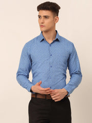 Men Blue Classic Printed Formal Shirt-SF-827