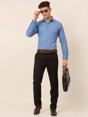 Men Blue Classic Printed Formal Shirt-SF-827