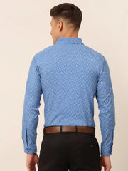 Men Blue Classic Printed Formal Shirt-SF-827