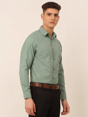 Men Green Classic Printed Formal Shirt-SF-827