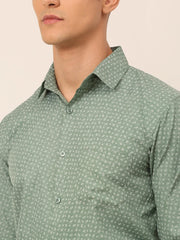 Men Green Classic Printed Formal Shirt-SF-827