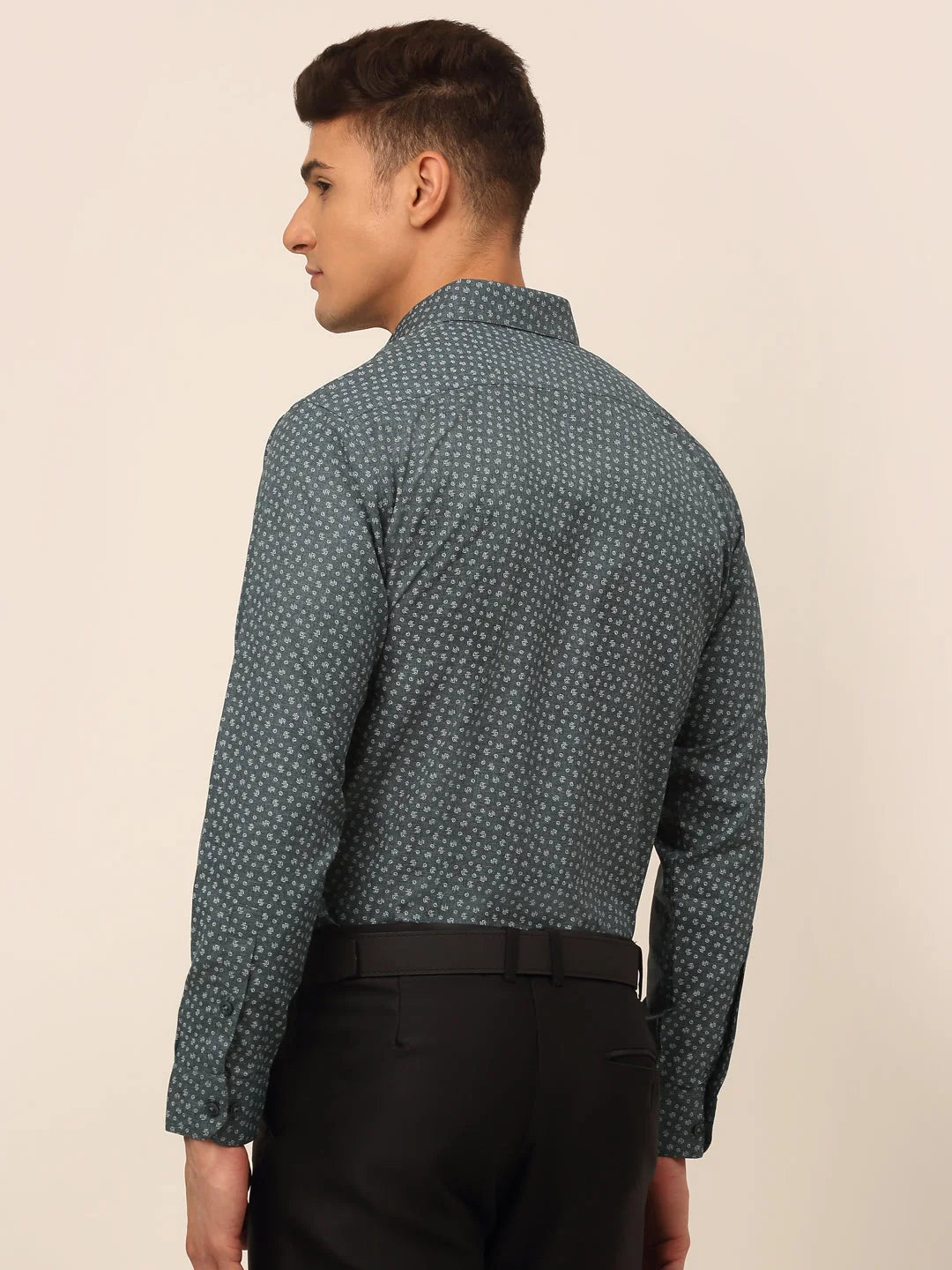 Grey Printed Formal Shirts for Men | Cotton Mens Shirt