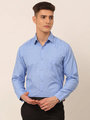 Men Blue Classic Printed Styled Formal Shirt-SF-827