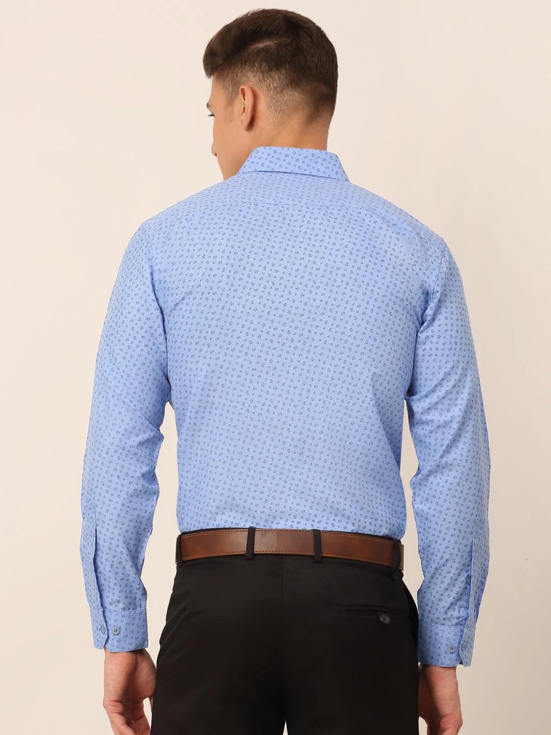 Blue Printed Formal Shirts for Men | Cotton Mens Shirt