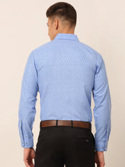 Men Blue Classic Printed Styled Formal Shirt-SF-827
