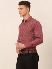 Men Maroon Classic Printed Formal Shirt-SF-827