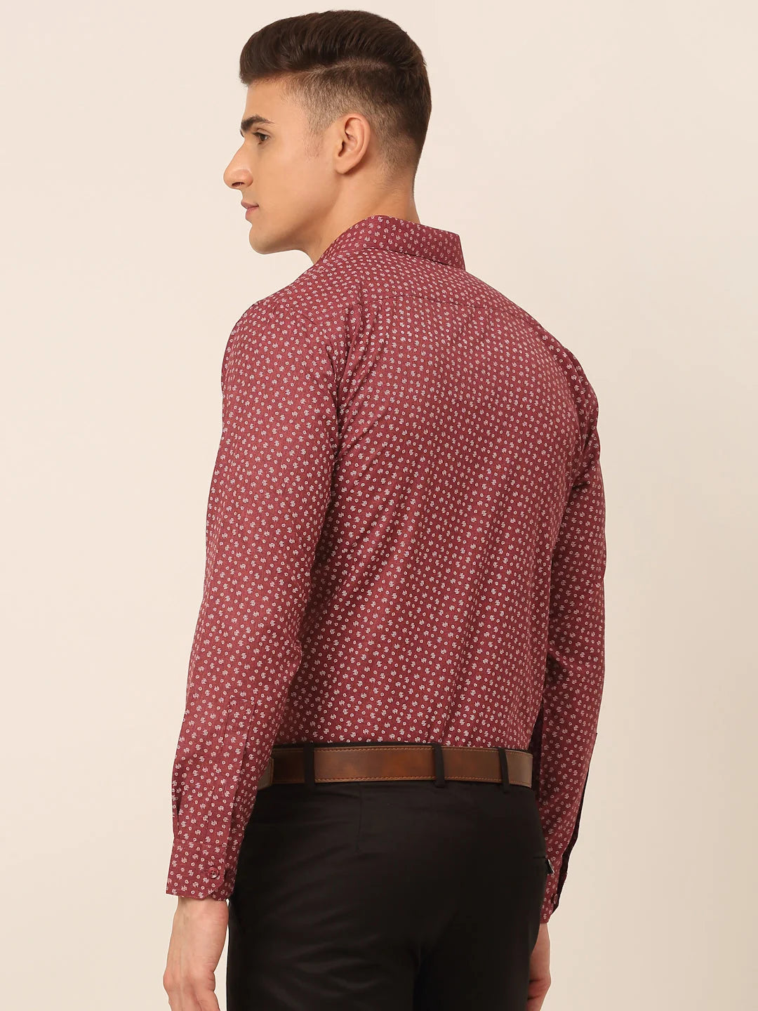 Maroon Printed Formal Shirts for Men | Cotton Mens Shirt