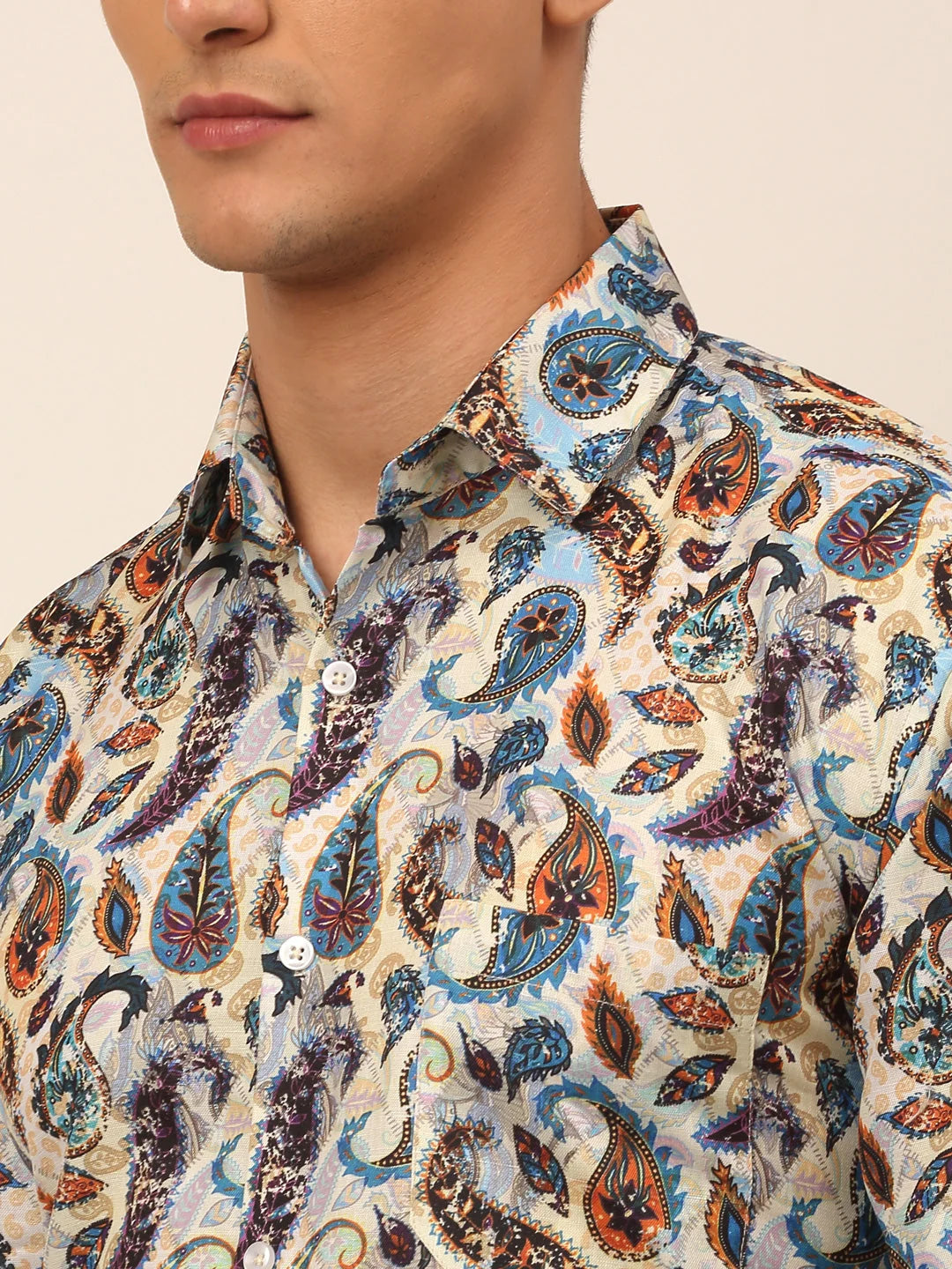 Indian Needle Mens Cotton Printed Formal Shirts - Shop Now