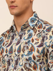 Indian Needle Men's Cotton Printed Formal Shirts-SF-828