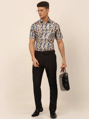 Indian Needle Men's Cotton Printed Formal Shirts-SF-828
