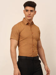 Indian Needle Mens Brought Styled Checked Formal shirts-SF-829