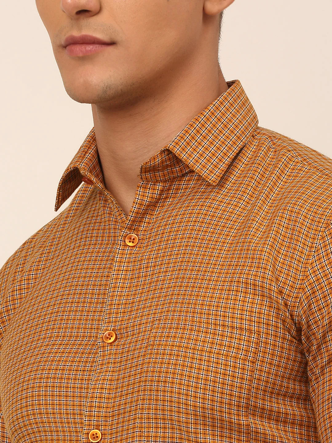 Indian Needle Mens Checked Formal Shirt - Cotton Mens Shirt