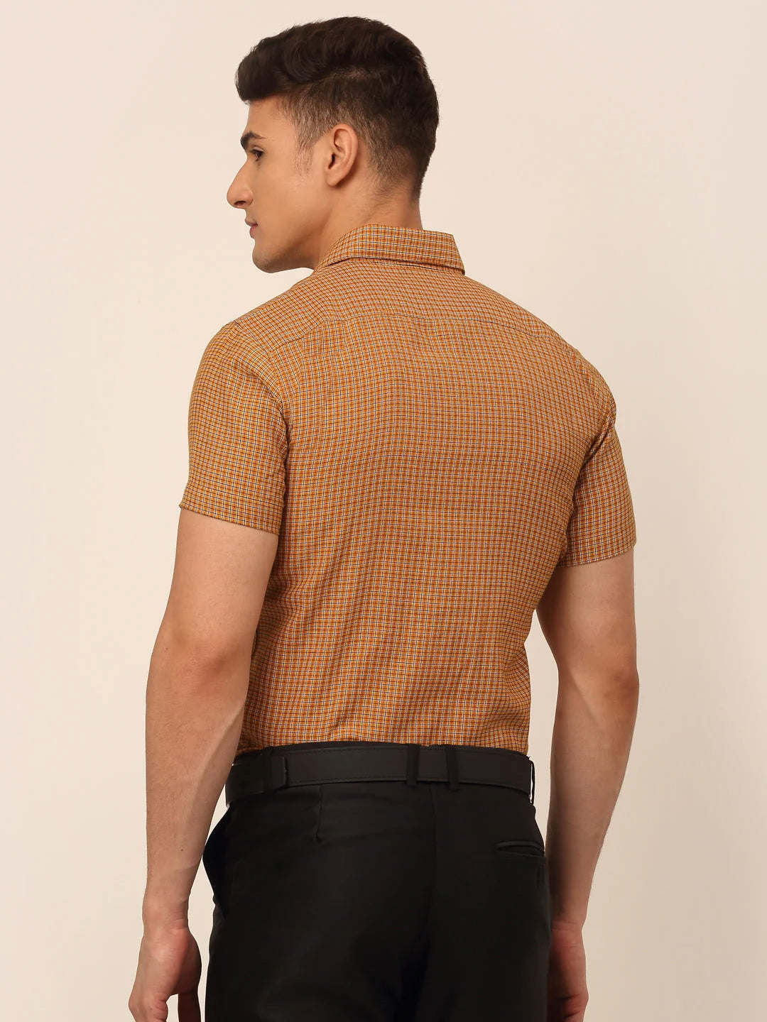 Indian Needle Mens Checked Formal Shirt - Cotton Mens Shirt