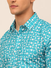 Indian Needle Men's Cotton Printed Formal Shirts-SF-830