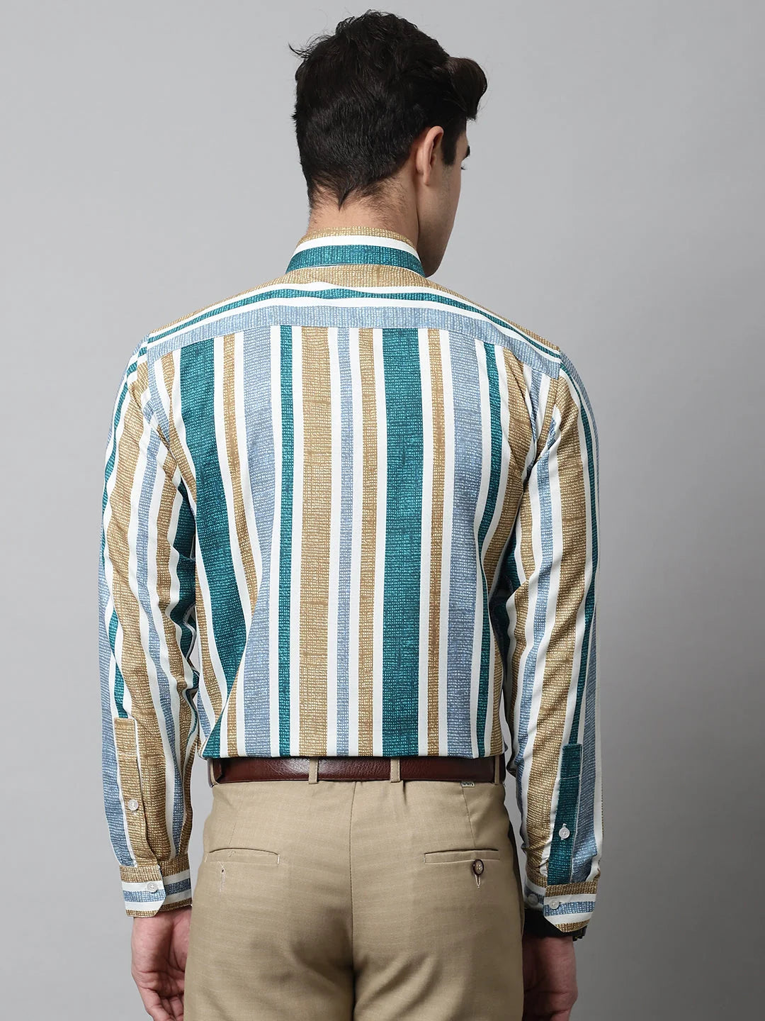 Green Striped Formal Shirt | Mens Cotton Shirt - SF-832