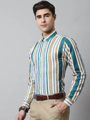 Men Green Classic Striped Formal Shirt-SF-832