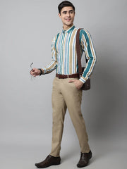 Men Green Classic Striped Formal Shirt-SF-832