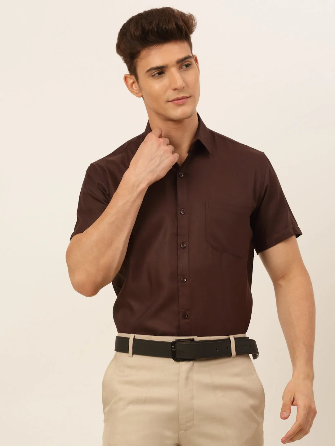 Indian Assorted Needle Men's Cotton Styled Solid Formal Shirt's-SF-833