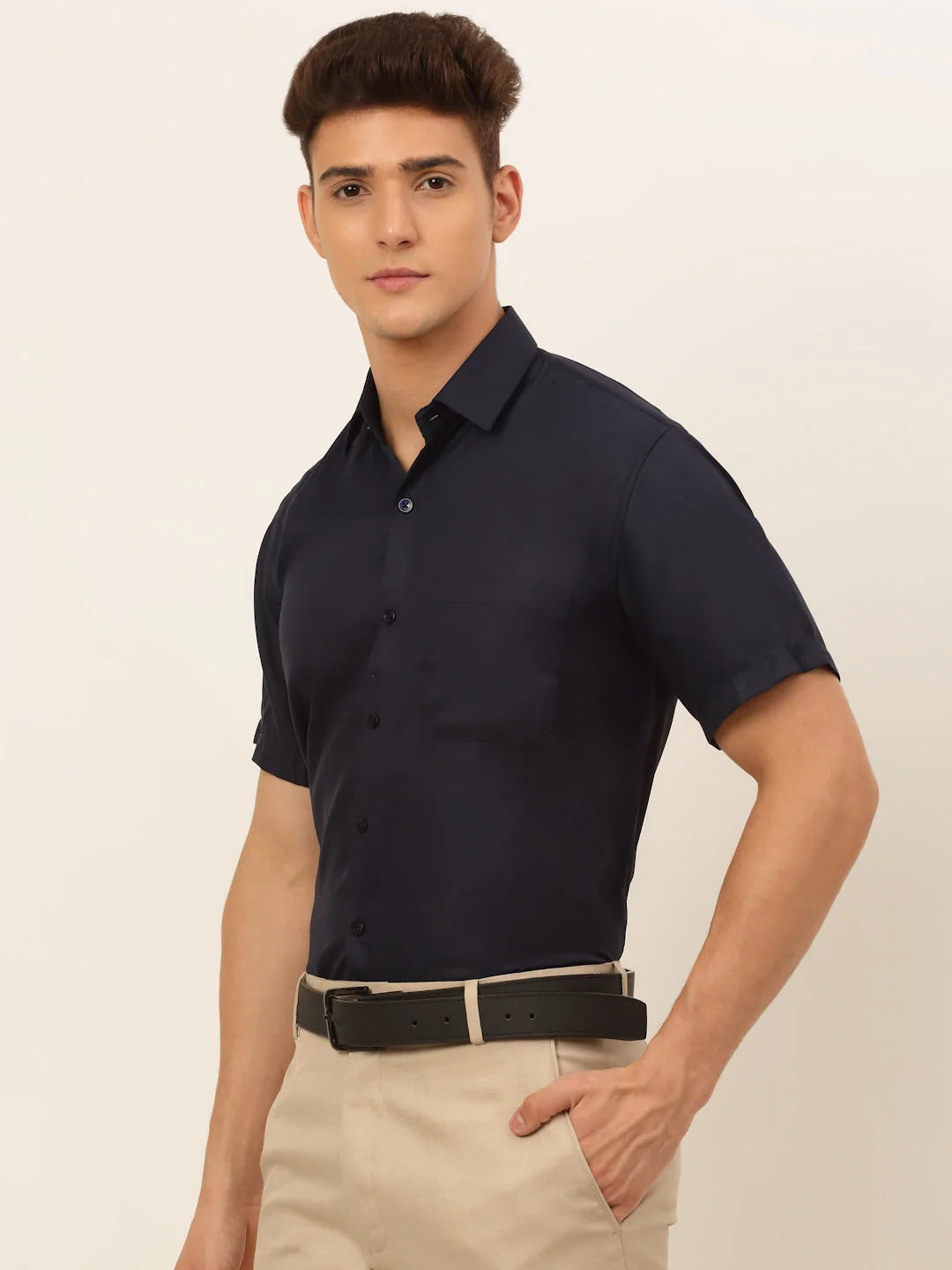 Indian Styled Mens Shirt - Cotton Solid Formal Shirts SF-833
